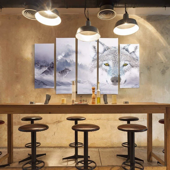 Canvas Print Wolf Fog Forest Grey