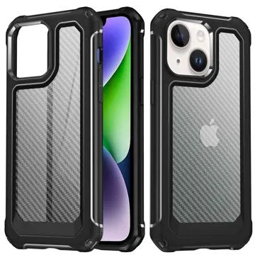 Anti-Scratch Carbon Fiber iPhone 14 Hybrid Case - Black