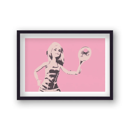 Pink and White Barbie as Tennis Player Circles by Vouvart - Picture Frame Graphic Art