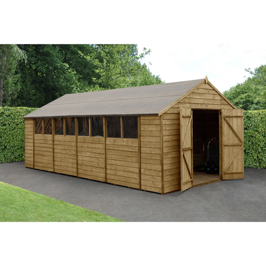 Forest Garden Overlap Pressure Treated 10X20 Apex Shed - Double Door