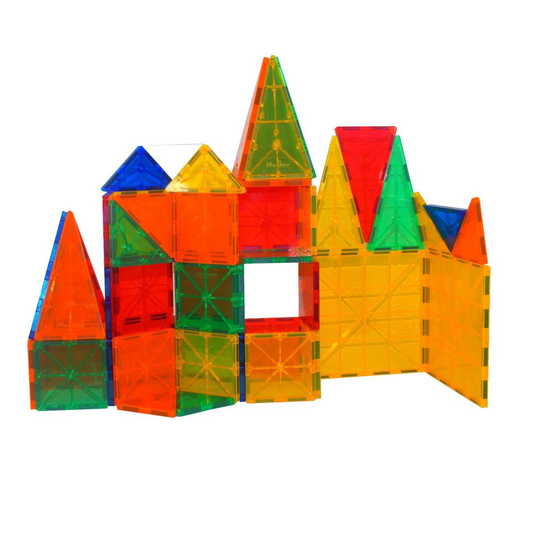 Mag-Genius Award Winning building Magnet Tiles Blocks Clear Colors 3D Brain Building Blocks, Set Of 60 Piece
