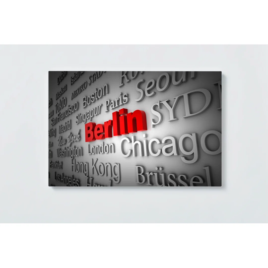 Berlin Motif Magnetic Wall Mounted Cork Board