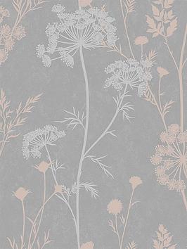 Superfresco Cow Parsley Grey / Rose Gold Wallpaper