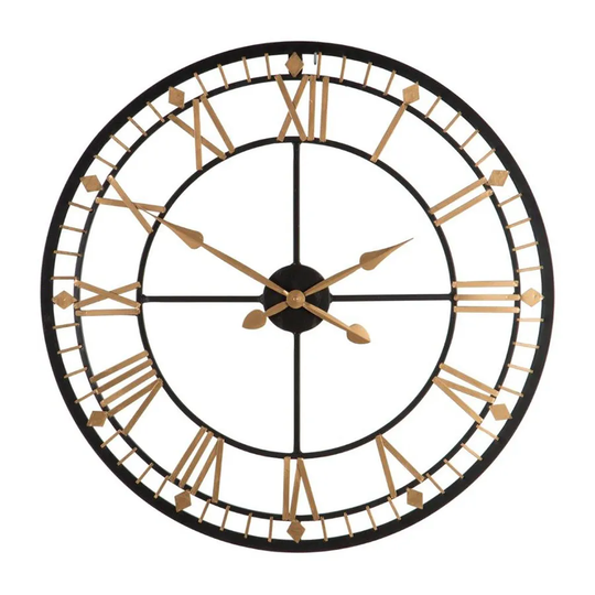 Premier Housewares Metal Wall Clock - Black and Gold