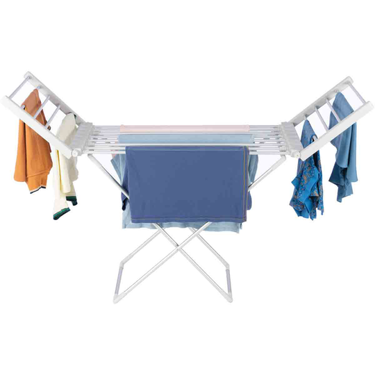 Homefront 220W Indoor Portable Freestanding Deluxe Eco Dry Electric Heated Clothes Rail Airer Dryer - Silver