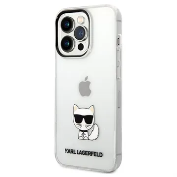 Karl Lagerfeld Choupette Logo iPhone 14 Pro Case - Transparent