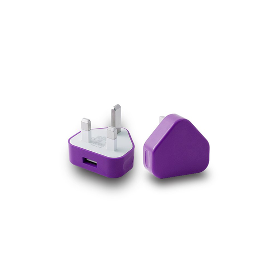 (Purple) Ameego UK USB Adapter Plug | UK USB Wall Charger