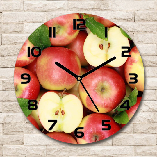 Glass Wall Clock 30Cm Round Decoration Picture Wall Art Modern Decoration Kitchen Living Room Silent - Apples,47653720