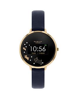 Radley Series 3 Smart Watch With Gold Dog Print Screen And Navy Strap Ladies Watch