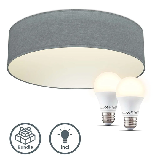 Wifi Deckenlampe Stoff Wohnzimmer Deckenleuchte Smart Home Schlafzimmer Taup E27