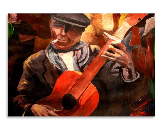 The Guitarrero by M Bleichner - Unframed Painting Print on Paper