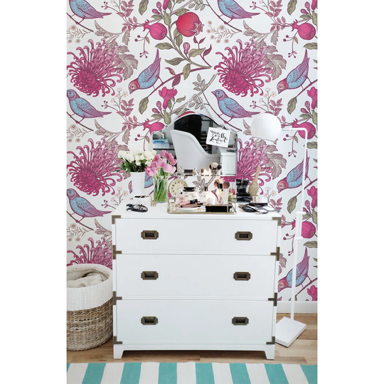 Tubbs Flowerspomegranates Birds Wallpaper