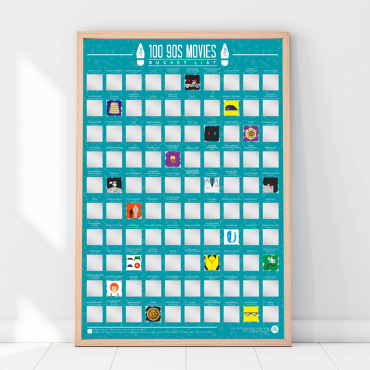 100 90's Movies Bucket List Scratch Poster