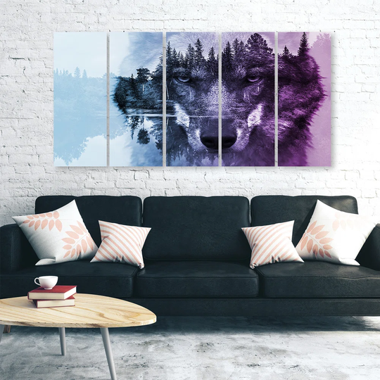 Canvas Print Wolf Animals Forest Purple