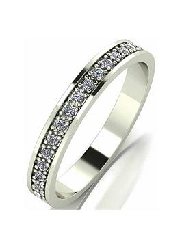 Love DIAMOND 9ct White Gold 15 Point Diamond Set 3mm Wedding Band Ring, White Gold, Size J, Women
