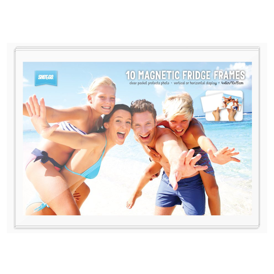 BULK BUY - Pack of 10 magnetic photo fridge frames clear 4x6" (10x15cm)
