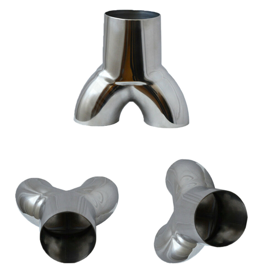 UNIVERSAL T304 STAINLESS STEEL EXHAUST Y-PIPE CONNECTOR ADAPTER 2.5-2"