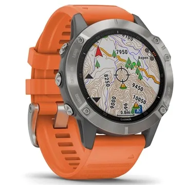 Garmin Fenix 6 Smartwatch - Sapphire - 47mm - Grey / Orange