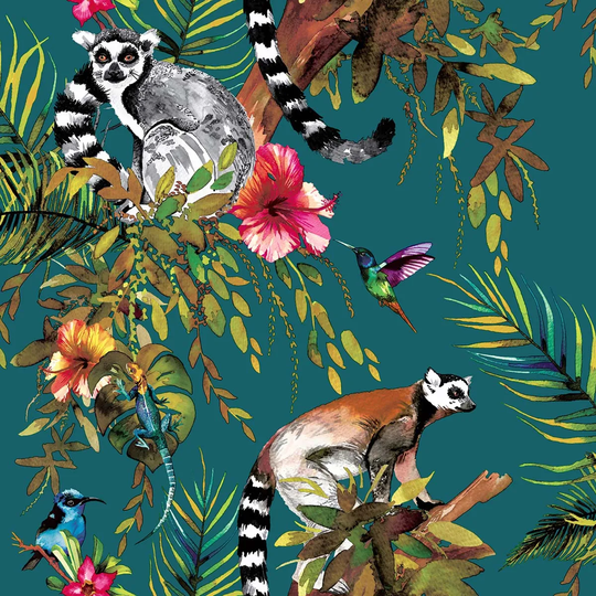 Holden Decor Lemur Teal/Multi Wallpaper