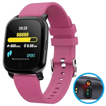 Waterproof Bluetooth Smartwatch w/ IR Thermometer CV06 - Hot Pink