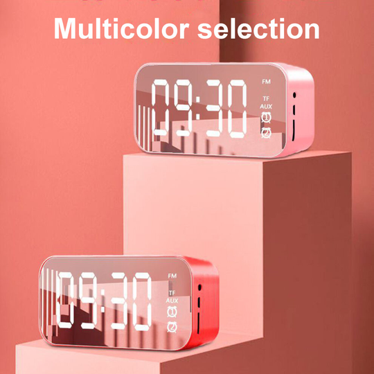 (Pink) Multifunction Wireless Bluetooth-compatible Subwoofer Speaker Music Player Alarm Clock