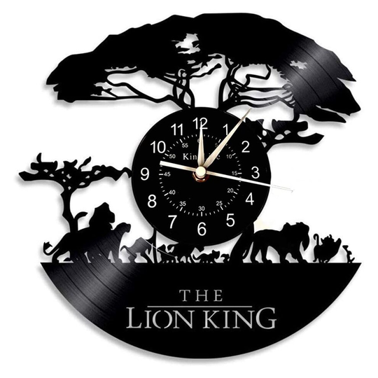 (NO LED) The Lion Vinyl Wall Clock,12 Inch Record Quartz Clock | Cartoon clock Disney gift for kids and friends