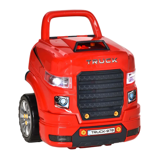 Homcom Kids Truck Engine Toy Set W/ Horn Light Car Key For 3-5 Years Old Red