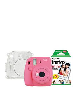 Fujifilm Instax Mini 9 Instant Camera (20 Shots) + Glitter Case - Flamingo Pink