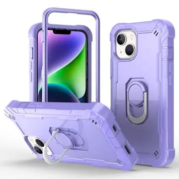 3-in-1 Shockproof iPhone 14 Plus Hybrid Case - Purple