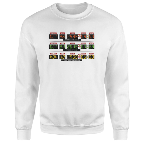 Back To The Future Destination Clock Sweatshirt - White - S - White