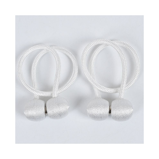 (White) Magnetic Buckle Straps Clips Home Rope Tiebacks 2Pcs Tie Backs Curtain Holdbacks