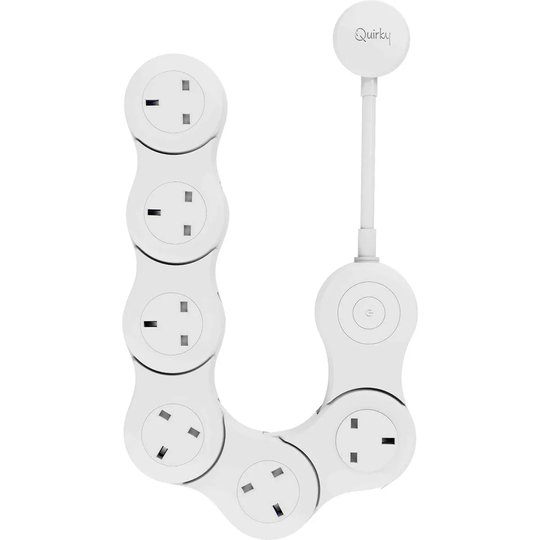 Quirky Pivot Power UK 6 Plug Flexible Extension Lead - White