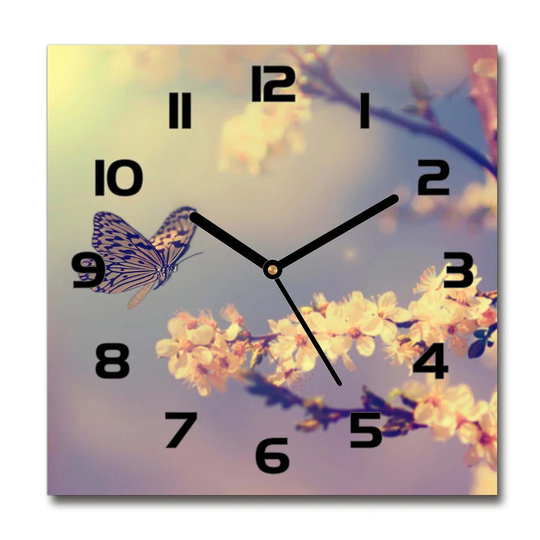 Jharna Cherry Blossom and Butterfly Silent Wall Clock
