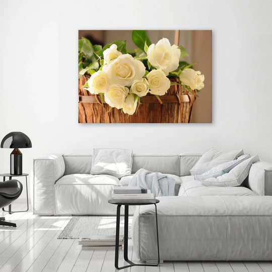Canvas Print White Roses Flowers Nature