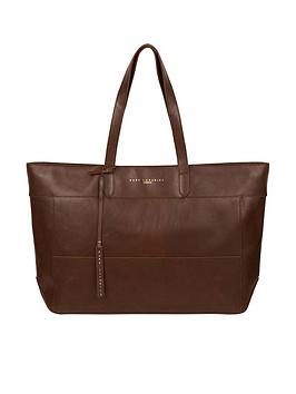 Pure Luxuries London Exclusive Milton Large Zip Top Leather Tote Bag - Chestnut