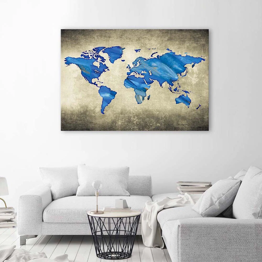 Canvas Print World Map Blue