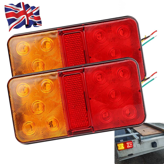 2Pc 12V LED Rear Tail Lights Indicator Stop Light Trailer Caravan
