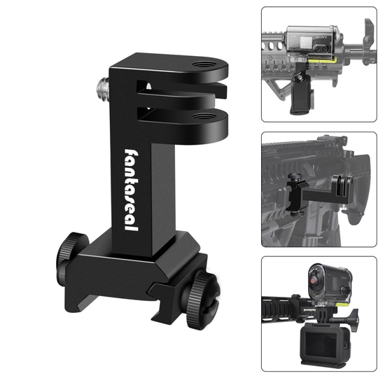 2in1 Action Camera Gun Mount, Picatinny Rail Adapter Compatible for Gopro Hero 7/6/ 5/4/ 3+/ 3/ Session Sony Sports Camera for Hunting Gun Shotgun...