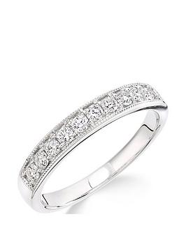 Love DIAMOND 9ct White Gold 33 Point Millgrain Set Eternity Ring, One Colour, Size J, Women