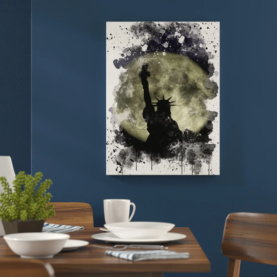 'Statue of Liberty Full Moon New York City' Graphic Art Print Poster