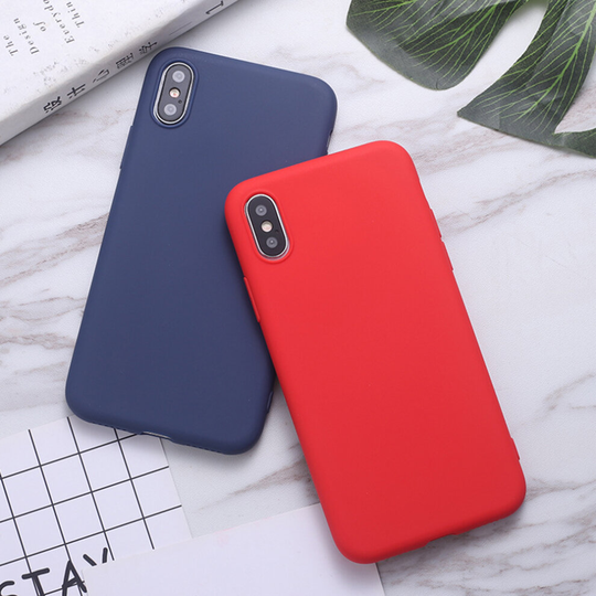 (Red, for iPhone 7/8) Solid Color Silicone Phone Case Cover Protector for iPhone XS Max/XS/X/7/8/7P/8P