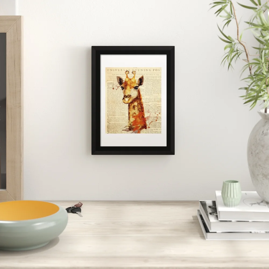 'Zebra Newspaper Animal' Framed Graphic Art Print Poster
