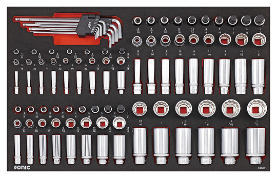 Sonic Socket set 1/4", 3/8" & 1/2", 12-point 100 pcs 310001