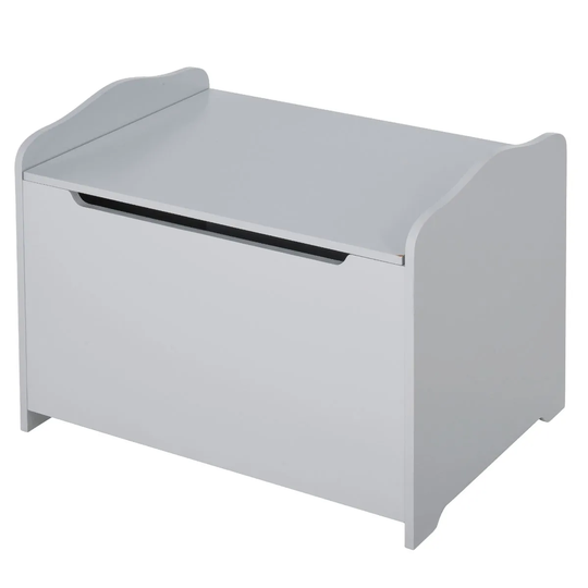 HOMCOM 40x60cm Kids Safe Closing Storage Box 3 Yrs Plus Grey