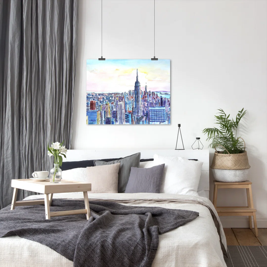 NYC Manhattan Skyline Neu by M Bleichner - Unframed Painting Print on Paper