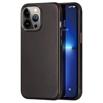 Dux Ducis Naples iPhone 13 Pro Max Leather Coated Case - Black