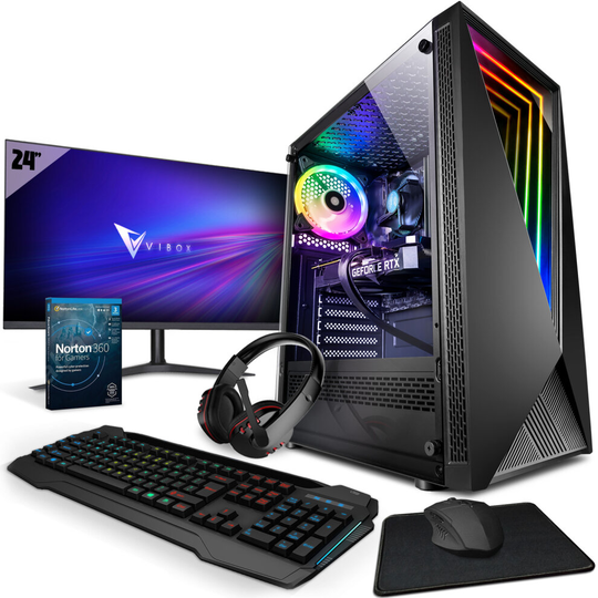 ( III-10 | 8 Core Intel i7 10700F | RTX 3050 | 16GB RAM | 1TB HDD | 240GB SSD | Win 11 | WiFi | 24" Monitor Bundle ) Vibox III Gaming PC