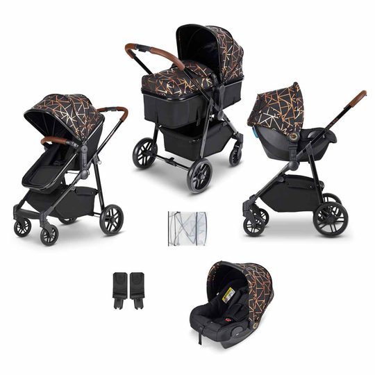 Ickle Bubba Moon 3 In 1 Travel System - Copper On Black With Tan Handles