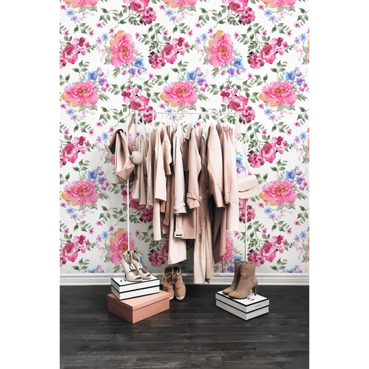 Walllpaper Roll 416X254cm Mural Decoration Wallpaper Material With Print Kitchen Livingroom Bedroom - Vintage Roses Floral Garden