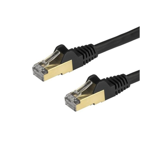 StarTech.com CAT6a Cable - 1 m Black Ethernet Cord - Snagless - STP CAT6a Patch Cord